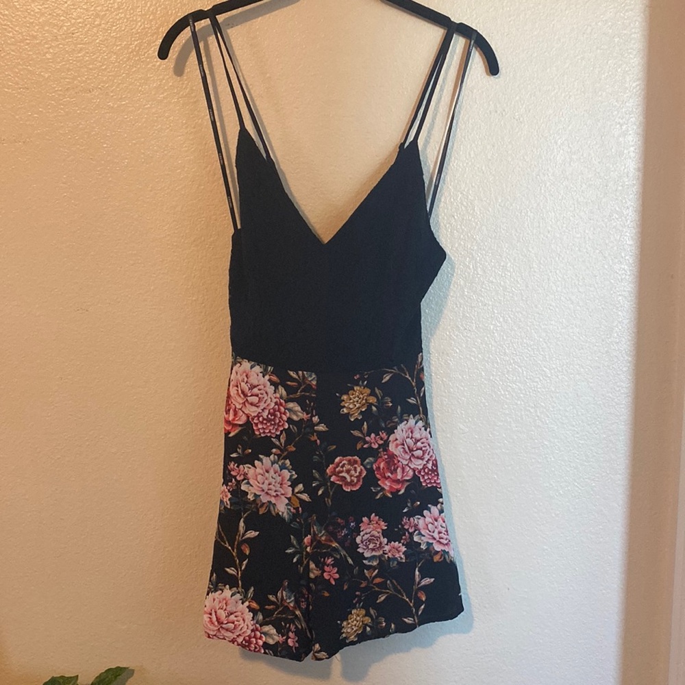 Black floral romper